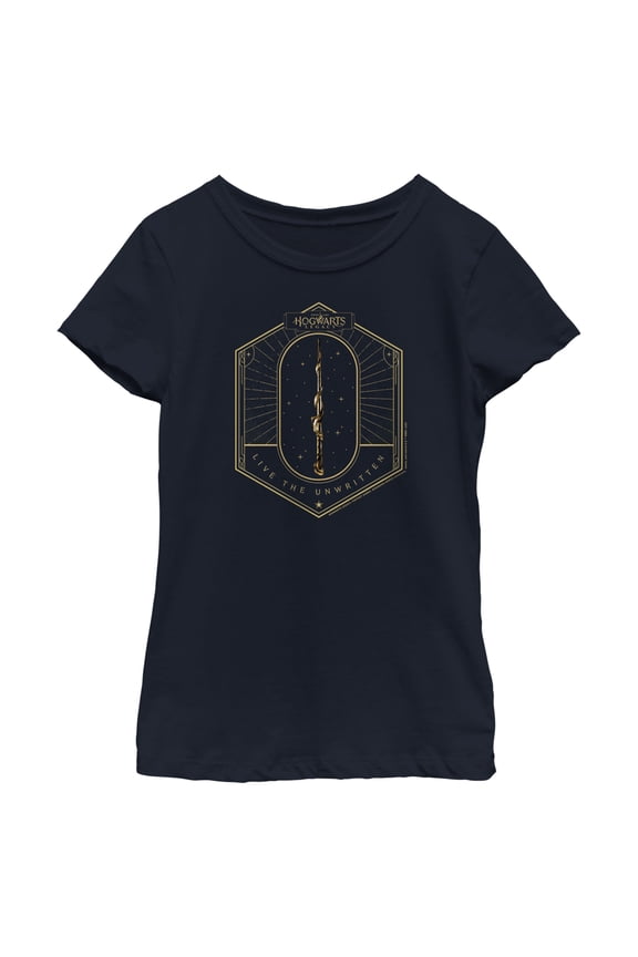 Girl's Hogwarts Legacy Live the Unwritten  Graphic Tee Navy Blue Medium
