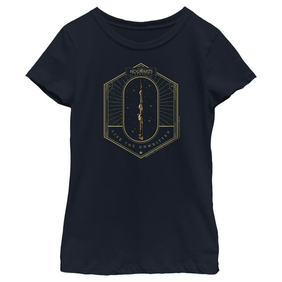 Girl's Hogwarts Legacy Live the Unwritten Graphic Tee Navy Blue Medium