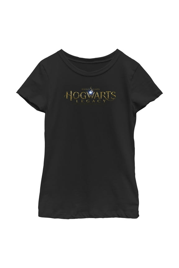 Girl's Hogwarts Legacy Official Logo  Graphic Tee Black Medium