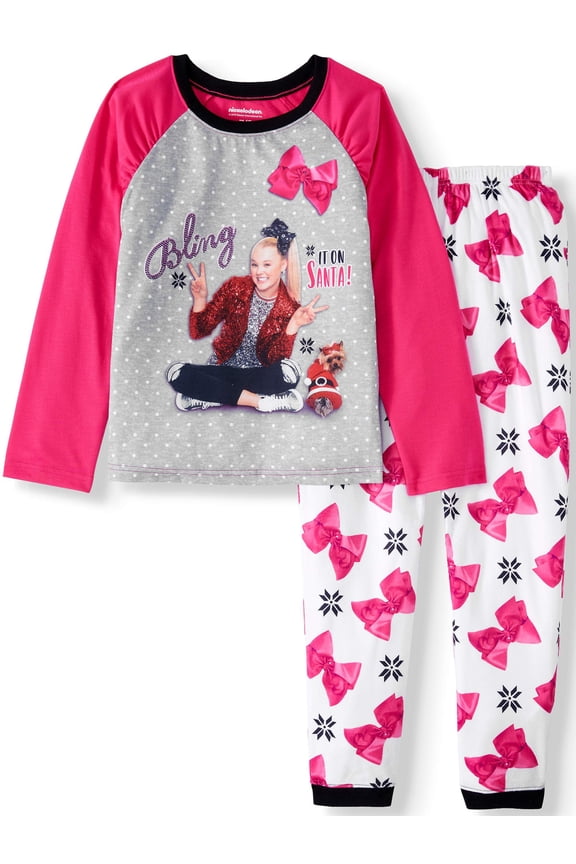 Girl's Holiday JoJo Siwa Raglan Long Sleeve Top and Minky Jogger Pant, 2-Piece Pajama Set (Little Girls & Big Girls)