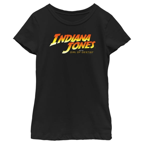 Girl's Indiana Jones and the Dial of Destiny Official Movie Logo  Graphic Tee Black Small
