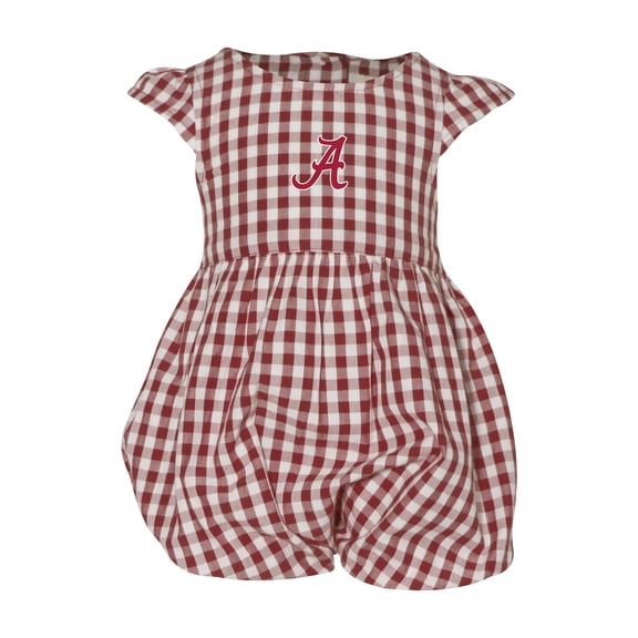Girl's Infant Garb Crimson Alabama Crimson Tide Cara Gingham Ruffled Bodysuit