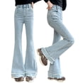 thumbnail image 1 of Girl's Jeans Flare Bell Bottom Girls Jeans Size 6 Cute High Waist Denim Pants Dressy Casual Pants with Pockets Size 8-9 Years 8_Blue, 1 of 7