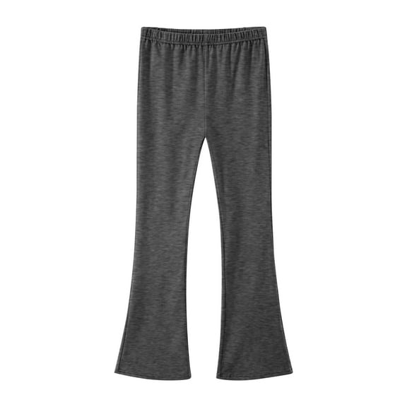 Girl's Jogger Sweatpants New Girls Yoga Flare Pants Elastic Waisted Solid Color Leggings for Kids Soft Stretchy Loungewear Pants Dark Gray 120