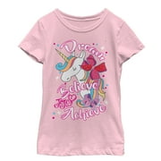 Girl's Jojo Siwa Dream Believe Achieve Unicorn  Graphic Tee Light Pink X Small
