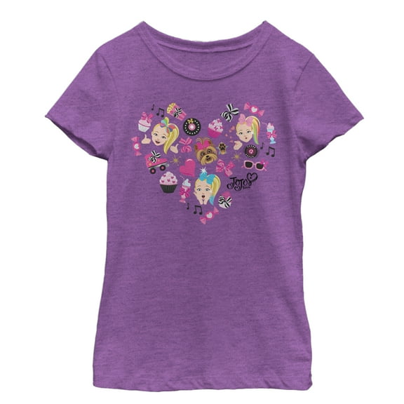 Girl's Jojo Siwa Heart Icons  Graphic Tee Purple Berry Medium
