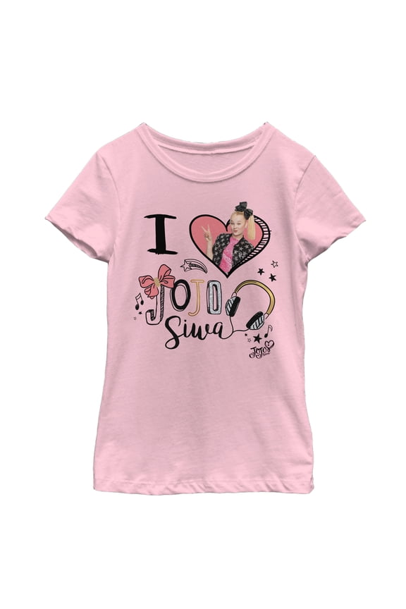 Girl's Jojo Siwa I Heart Jojo Graphic Tee Light Pink Large