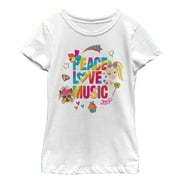 Girl's Jojo Siwa Peace Love Music Rainbow  Graphic Tee White Small