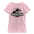 thumbnail image 1 of Girl's Jurassic Park Black and White Logo  Graphic Tee Light Pink Medium, 1 of 3