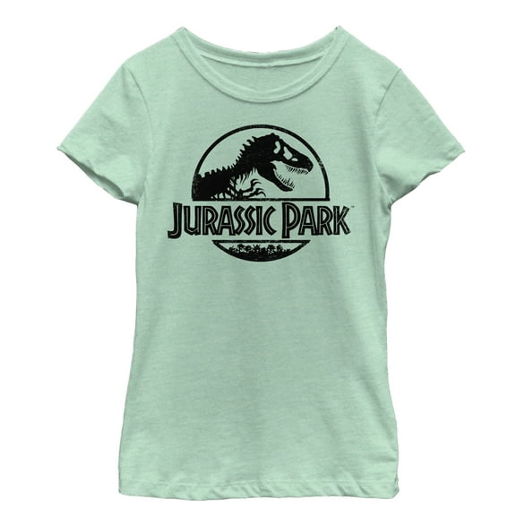 Girl's Jurassic Park Classic Logo  Graphic Tee Mint Small