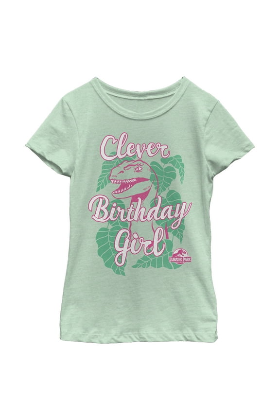 Girl's Jurassic Park Clever Birthday Graphic Tee Mint X Large
