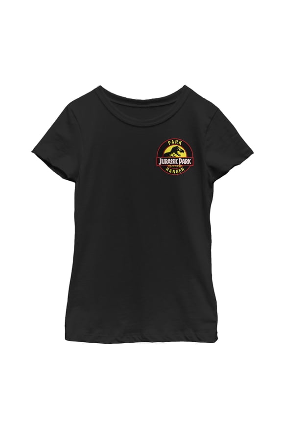 Girl's Jurassic Park Ranger Logo Badge Graphic Tee Black Large