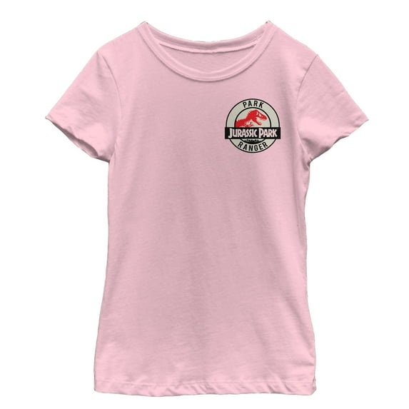 Girl's Jurassic Park Ranger Logo Badge Graphic Tee Light Pink Small