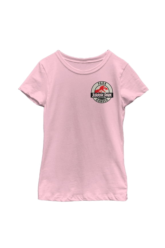 Girl's Jurassic Park Ranger Logo Badge Graphic Tee Light Pink X Large