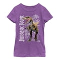thumbnail image 1 of Girl's Jurassic Park Raptor Dino Shadows Graphic Tee Purple Berry X Small, 1 of 3