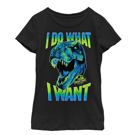 Girl's Jurassic Park T. Rex Do What I Want Graphic Tee Black X Large