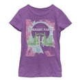 thumbnail image 1 of Girl's Jurassic Park Welcome Gates Cartoon Graphic Tee Purple Berry Large, 1 of 3