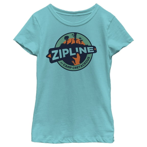 Girl's Jurassic World: Camp Cretaceous Zipline Circle Logo  Graphic Tee Tahiti Blue Medium