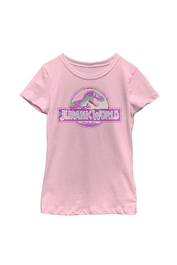 Girl's Jurassic World Desert Pattern Logo Graphic Tee Light Pink Small