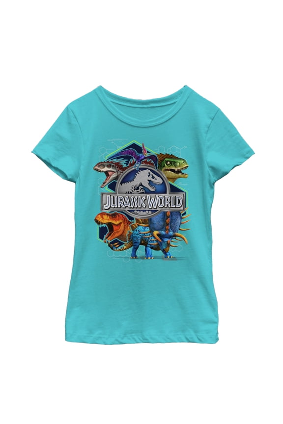 Girl's Jurassic World Dino DNA Sequence  Graphic Tee Tahiti Blue Medium