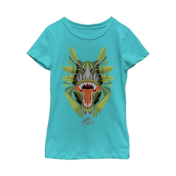 Girl's Jurassic World Dinosaur Jungle Grin  Graphic Tee Tahiti Blue X Small