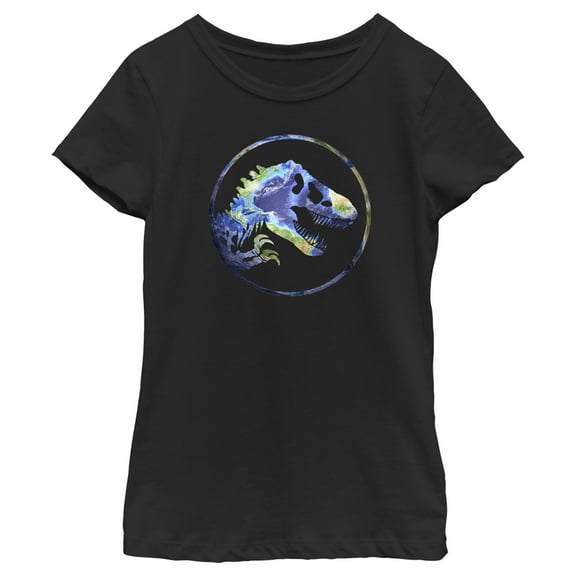 Girl's Jurassic World Earth Day T. Rex Logo  Graphic Tee Black Medium