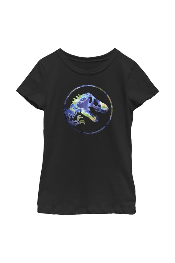 Girl's Jurassic World Earth Day T. Rex Logo Graphic Tee Black Medium