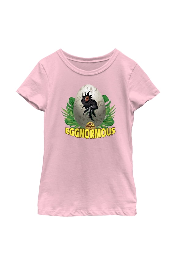 Girl's Jurassic World Easter T-Rex Eggnormous Graphic Tee Light Pink Small