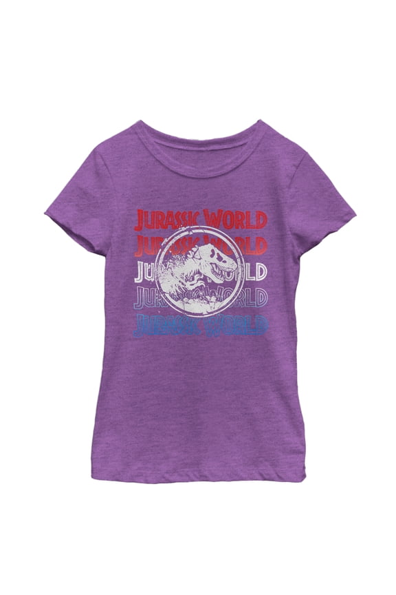 Girl's Jurassic World: Fallen Kingdom 4th of July Logo Graphic Tee Purple Berry Small