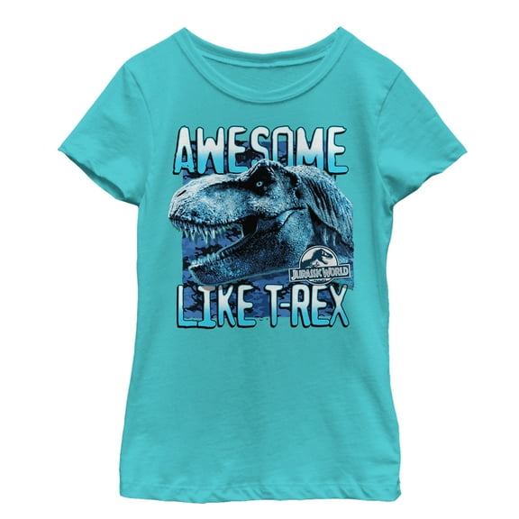 Girl's Jurassic World: Fallen Kingdom Awesome T.Rex  Graphic Tee Tahiti Blue X Large