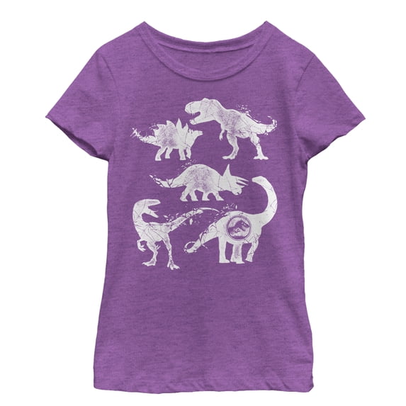 Girl's Jurassic World: Fallen Kingdom Cracked Dinosaurs Graphic Tee Purple Berry Medium