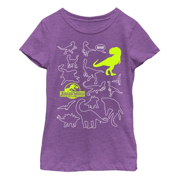 Girl's Jurassic World: Fallen Kingdom Dinosaur Outline Graphic Tee Purple Berry Small