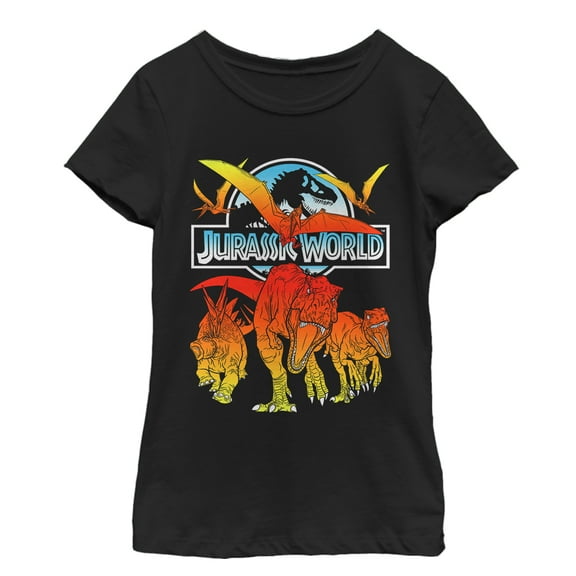 Girl's Jurassic World: Fallen Kingdom Fire Dinosaurs Graphic Tee Black Large