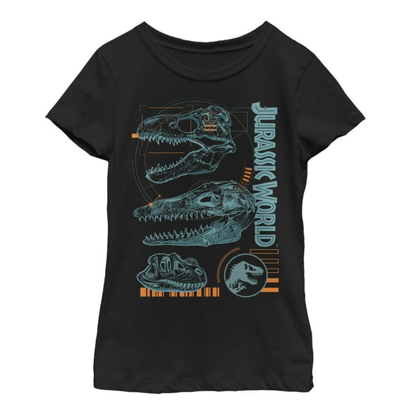 Girl's Jurassic World: Fallen Kingdom Fossil Skulls  Graphic Tee Black Small