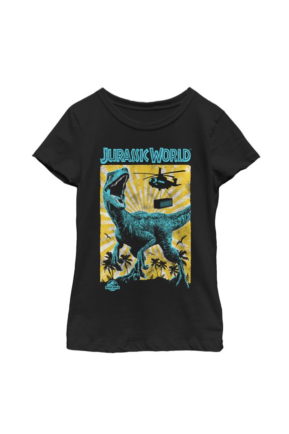 Girl's Jurassic World: Fallen Kingdom Helicopter Capture Graphic Tee Black Small
