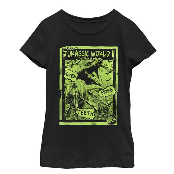 Girl's Jurassic World: Fallen Kingdom More Teeth Poster Graphic Tee Black Small