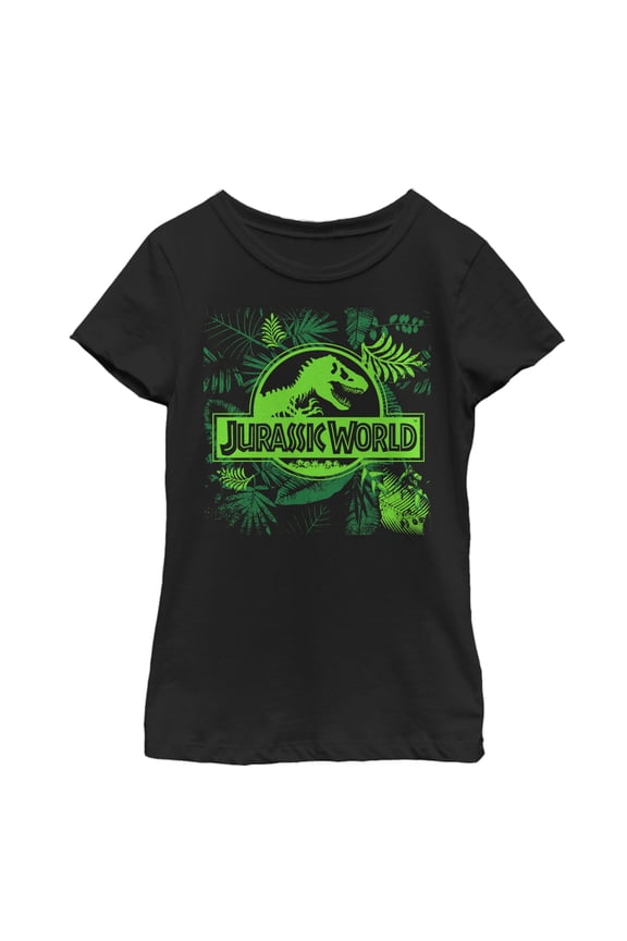 Girl's Jurassic World Fern Leaf Logo Graphic Tee Black Small