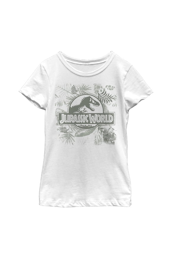 Girl's Jurassic World Fern Leaf Logo Graphic Tee White Large