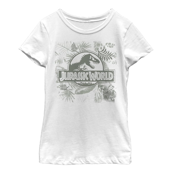 Girl's Jurassic World Fern Leaf Logo Graphic Tee White Small