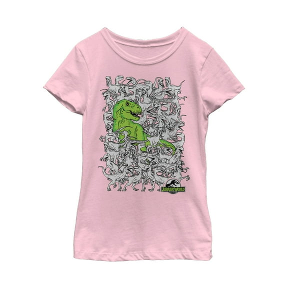 Girl's Jurassic World Hidden T. Rex  Graphic Tee Light Pink Medium