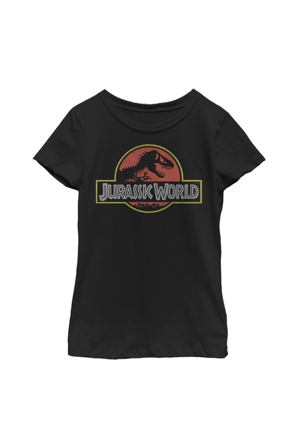 Girl's Jurassic World Iconic Logo  Graphic Tee Black Medium