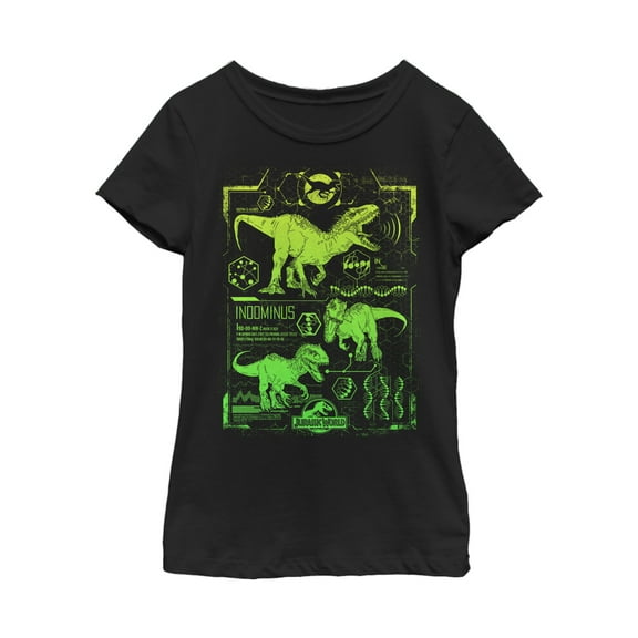 Girl's Jurassic World Indominus Schematics  Graphic Tee Black X Small