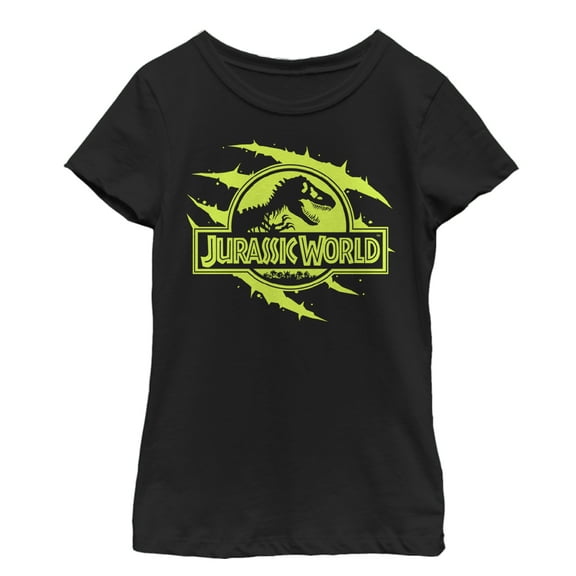Girl's Jurassic World Logo Claw Marks  Graphic Tee Black Small