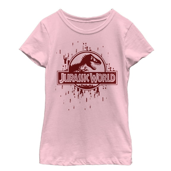 Girl's Jurassic World Logo Glitch Code  Graphic Tee Light Pink Small