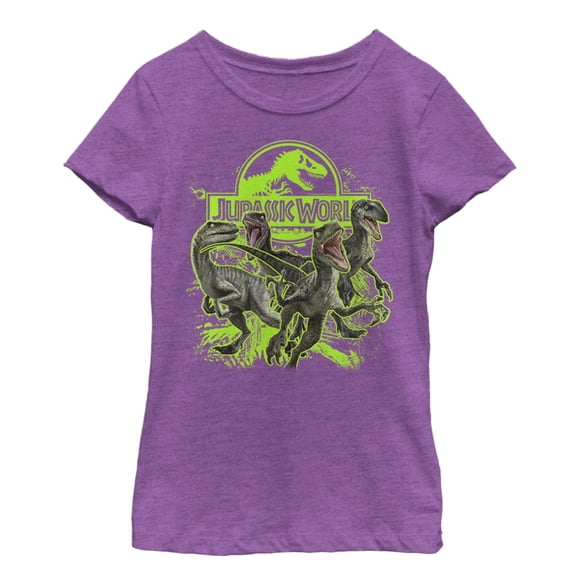 Girl's Jurassic World Raptor Logo Attack Graphic Tee Purple Berry Medium