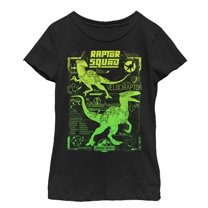 Girl's Jurassic World Raptor Squad Statistics  Graphic Tee Black Medium