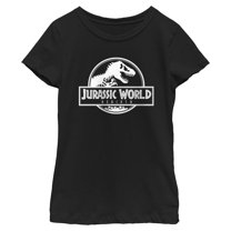 Girl's Jurassic World: Rebirth Black and White Movie Logo  Graphic T-Shirt