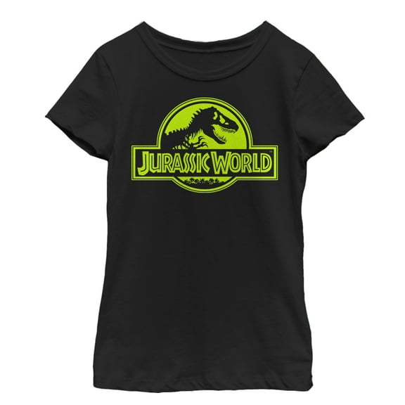 Girl's Jurassic World Retro T. Rex Logo  Graphic Tee Black X Small