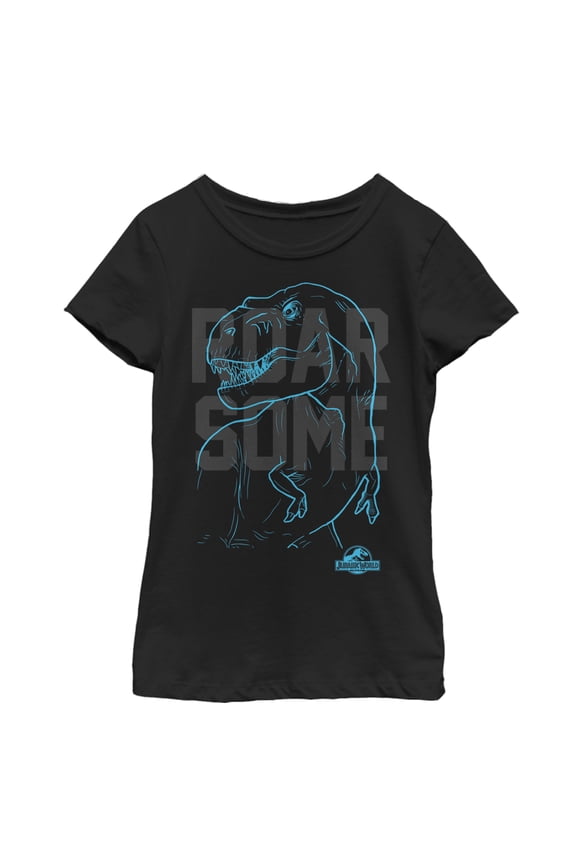 Girl's Jurassic World Roarsome Outline Graphic Tee Black Large
