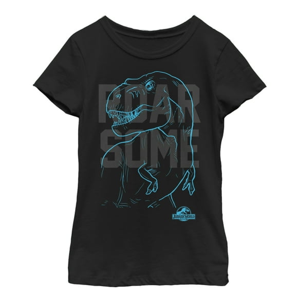 Girl's Jurassic World Roarsome Outline  Graphic Tee Black X Small